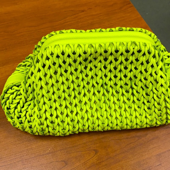 jhoan sebastian grey Handbags - Jhoan Sebastian Grey leather woven clutch neon